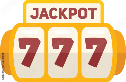 Jackpot game icon flat vector. Casino machine. Gamble spin isolated