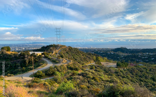 View of Pacific Ocean from Kenter Canyon, Santa Monica Mountains photo