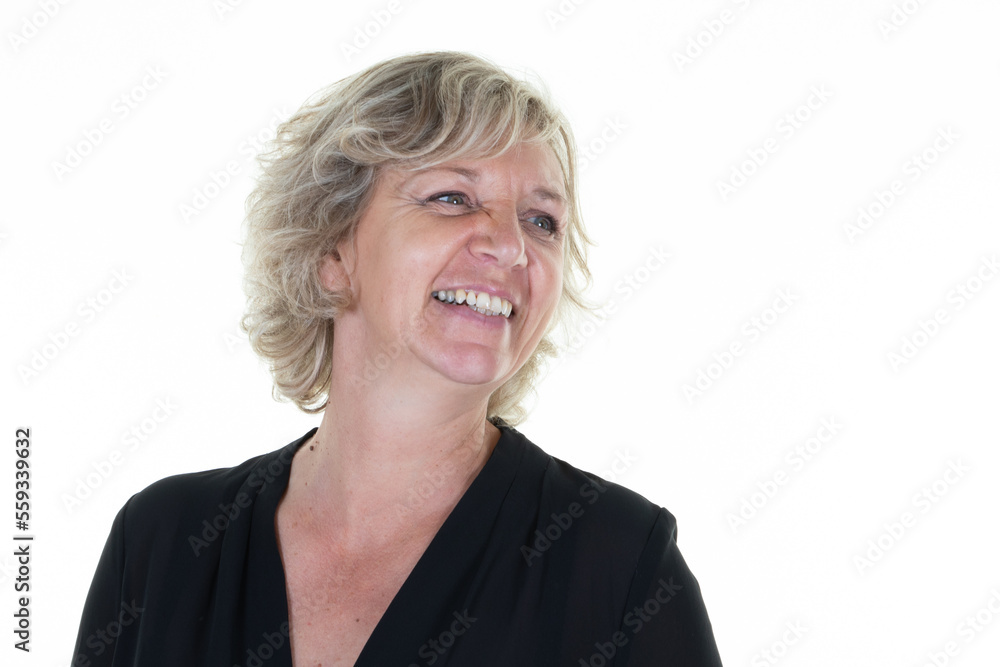 blonde middle aged senior happy smile beautiful woman blond on white background blonde middle aged senior happy smile beautiful woman blond on white background