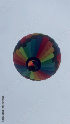 EREVAN,ARMENIA-OCTOBER 15,2022: Large, multi-colored, balloon flying