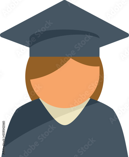 Student graduation icon flat vector. Degree graduate. Cap school isolated