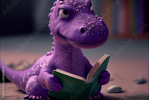 Funny purple dinosaur readi...
