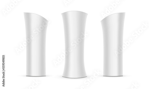 Blank Pillars for Exhibition Stands, Isolated on White Background. Vector Illustration
