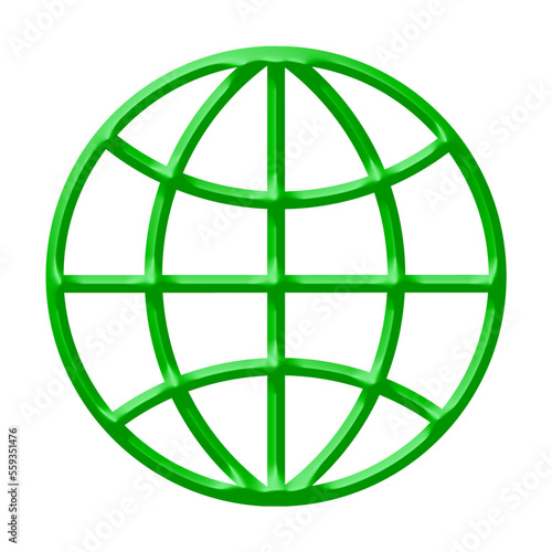 green globe icon or internet icon technology symbol