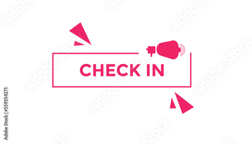Check in button web banner templates. Vector Illustration

