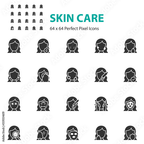 set of skin care icons, selfcare, skin, beauty