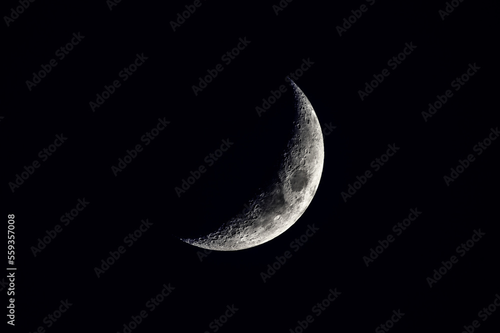 new moon in a black sky in detail new moon in a black sky in detail