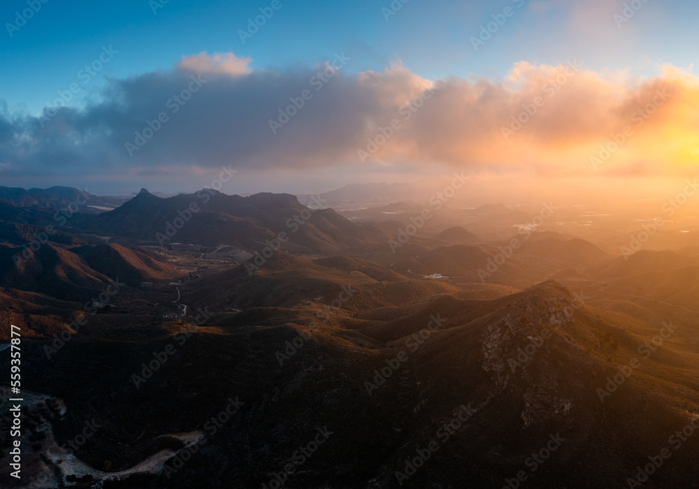 landscape of semi-desert mountain landscape in southern Spain at sunset landscape of semi-desert mountain landscape in southern Spain at sunset