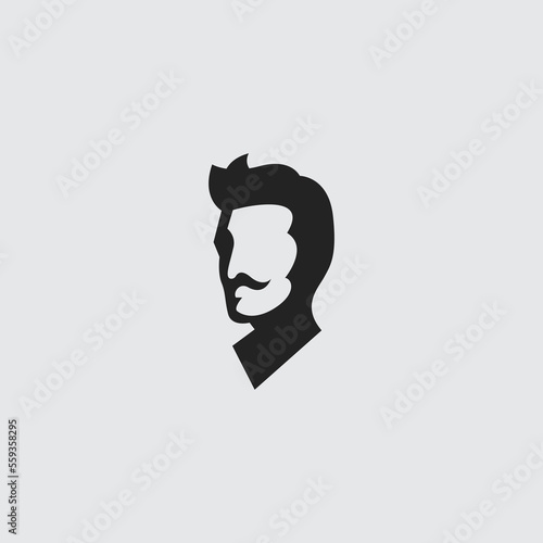 Gentleman barber negative space Man mono color design