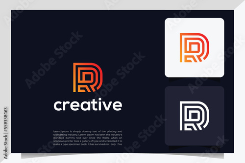 DR letter logo design on luxury background. RD monogram initials letter logo concept. DR icon design. RD elegant