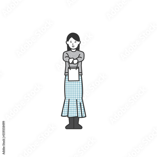 プレゼントを渡す女性の全身イラスト