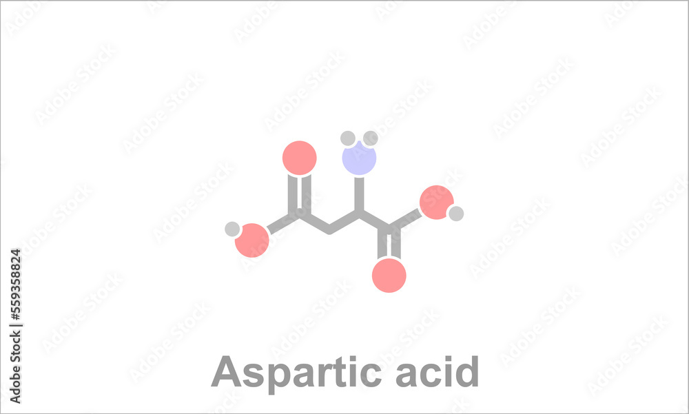 Simpliefied formula icon of the amino acid aspartic acid. Simpliefied formula icon of the amino acid aspartic acid.