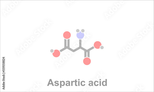 Simpliefied formula icon of the amino acid aspartic acid. photo