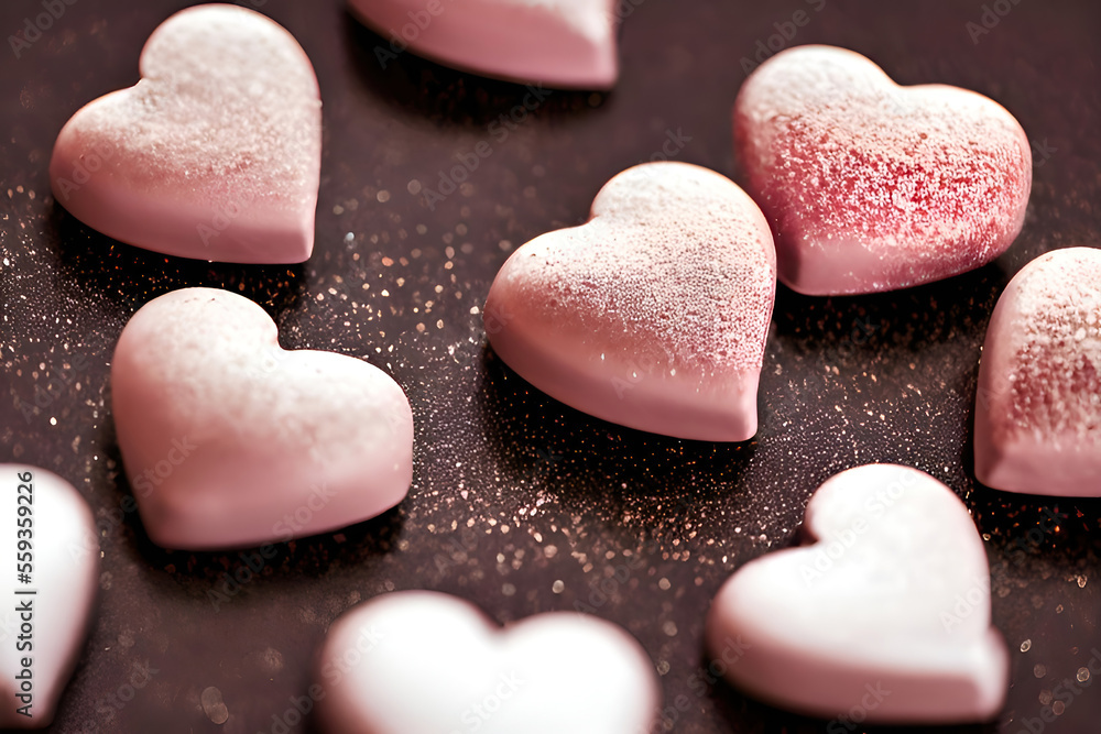 Decorative Chocolate Hearts for a Festive Holiday Celebration.. Decorative Chocolate Hearts for a Festive Holiday Celebration..