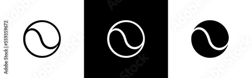 tennis ball line art icon for apps and websites 