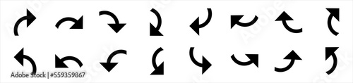 Turning Arrows icon set. Rotating or direction arrows symbol signs, vector illustration
