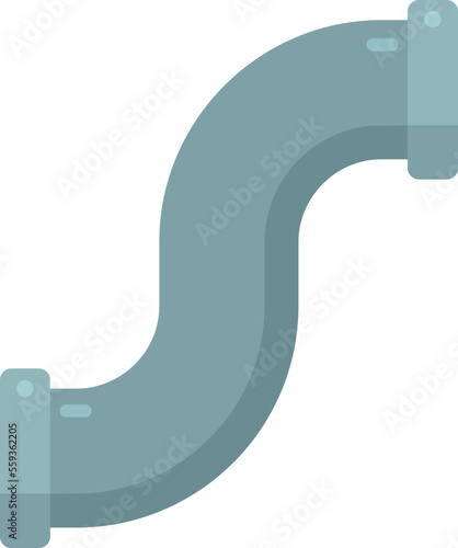 Curve pipe icon flat vector. Metal tube. Flange pressure isolated