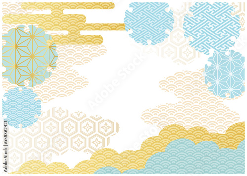 和柄桜ブルーフレーム_背景