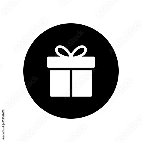 Present gift box icon vector isolated on circle background