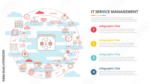 itsm information technology service management concept for infographic template banner with four point list information