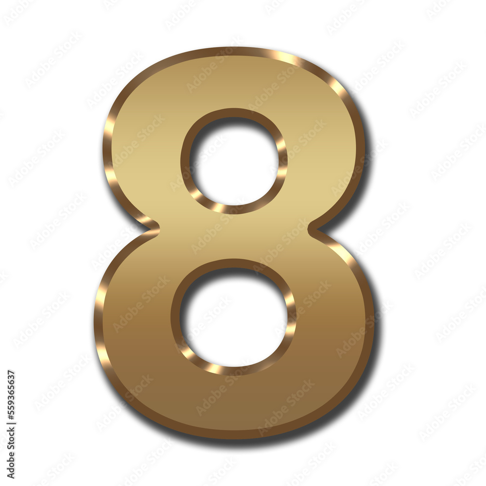 3d golden number eight 8 for number icon