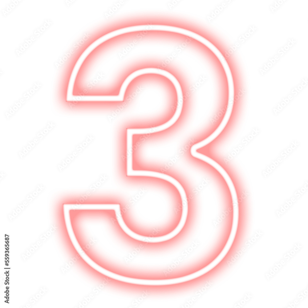 neon red number three neon red number three