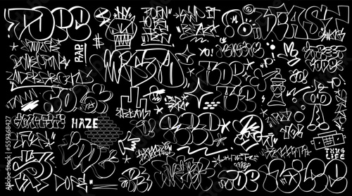 graffiti tags lettering set  vector design element 