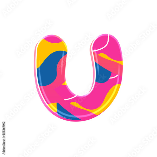Colorful pink party alphabet set, includes font or letters in both uppercase and lowercase, numbers, punctuation marks and symbols. 