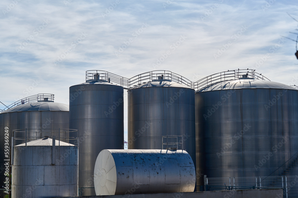 grey metallic storage tanks