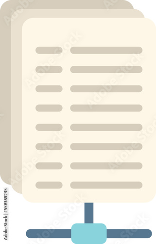 Database sheet icon flat vector. Crm data. Software platform isolated