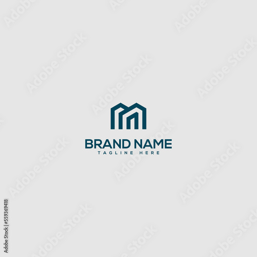 Initial M letter real estate building logo icon template.