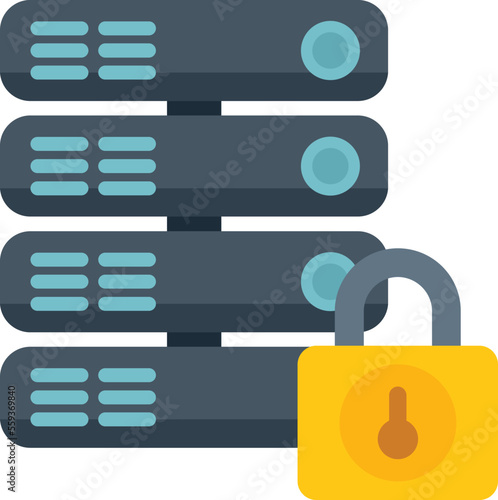 Locked data server icon flat vector. Platform system. Human access isolated