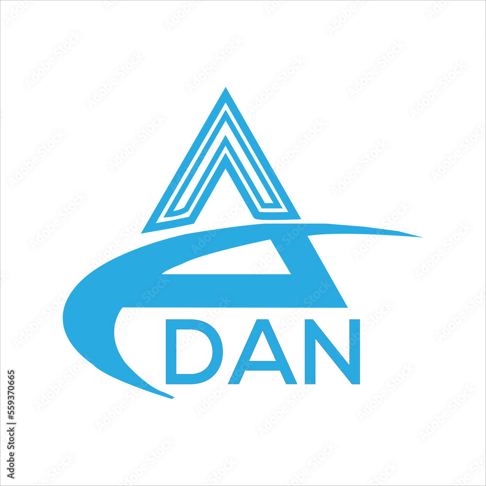 DAN letter logo. DAN blue image on white background. DAN Monogram logo