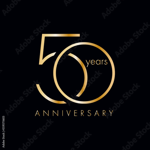 50 Year Anniversary Logo, Golden Color, Vector Template Design element for birthday, invitation, wedding, jubilee and greeting card illustration