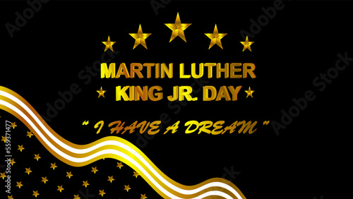Martin Luther King Jr. Day Gold Typography black Background  Template Design Vector Illustration.