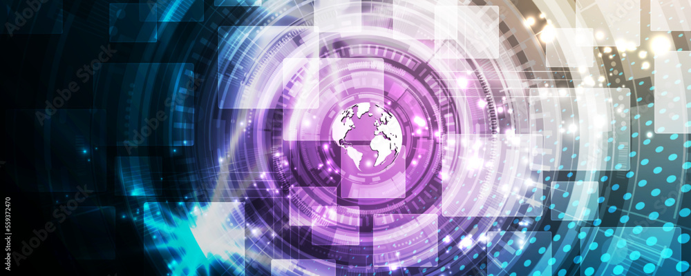 Obraz premium Abstract background image, futuristic world concept of technological mechanisms and communication networks