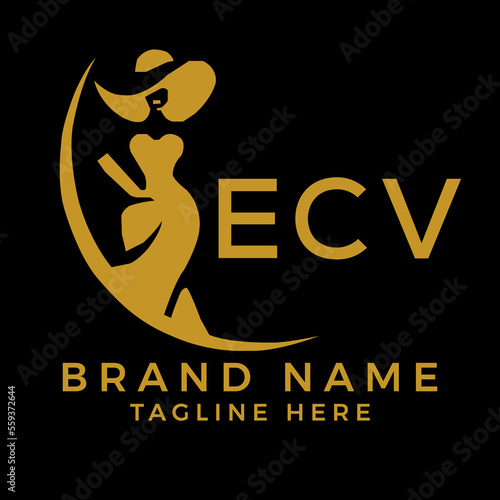 ECV fashion logo. ECV  Beauty fashion house. modeling dress jewelry. ECV fashion technology  Monogram logo design for entrepreneur and best business icon. 
 photo