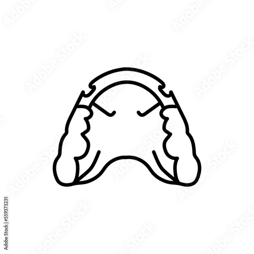 Hawley retainer line icon. Dental prosthetic.