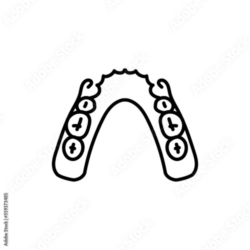 Removable partial denture line icon. Dental prosthetic.