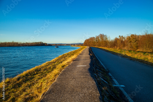 dam at the danube river near au an der donau in upper austria