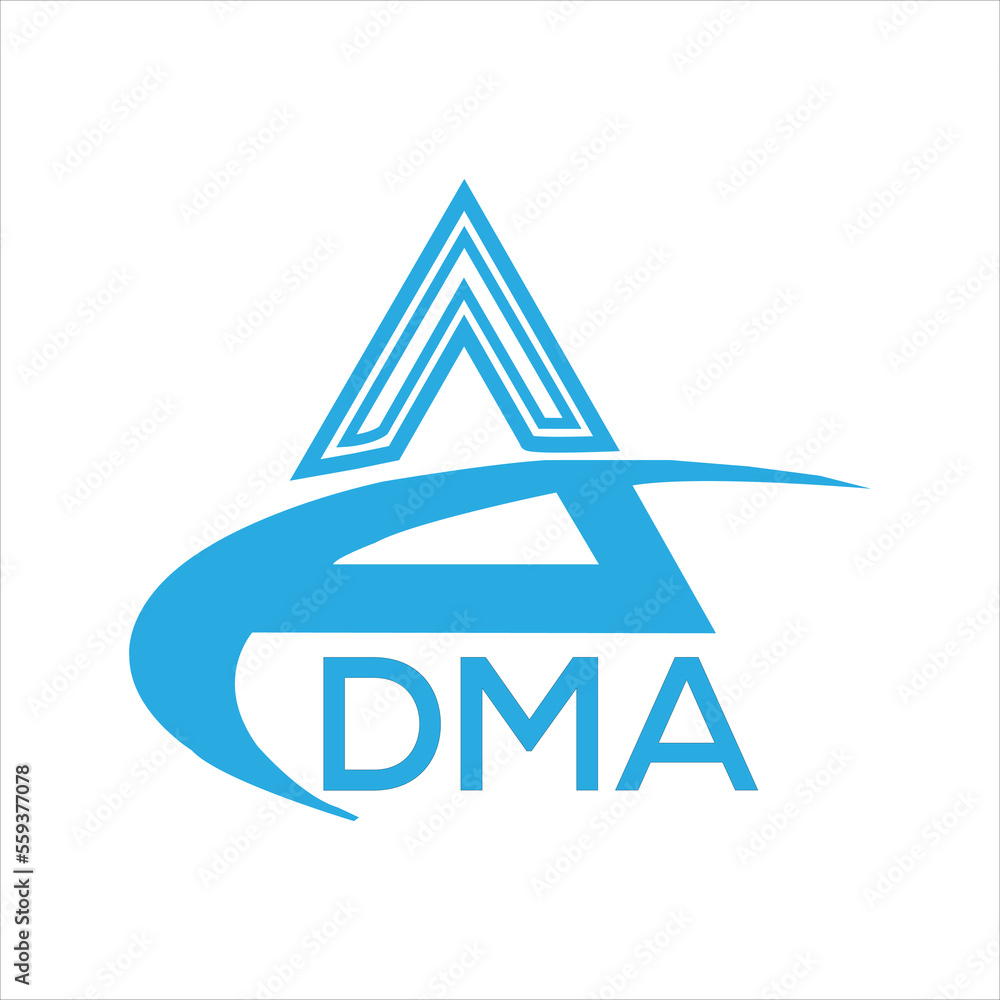 DMA letter logo. DMA blue image on white background. DMA Monogram logo