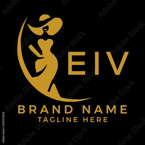 EIV fashion logo. EIV  Beauty fashion house. modeling dress jewelry. EIV fashion technology  Monogram logo design for entrepreneur and best business icon. 
 photo