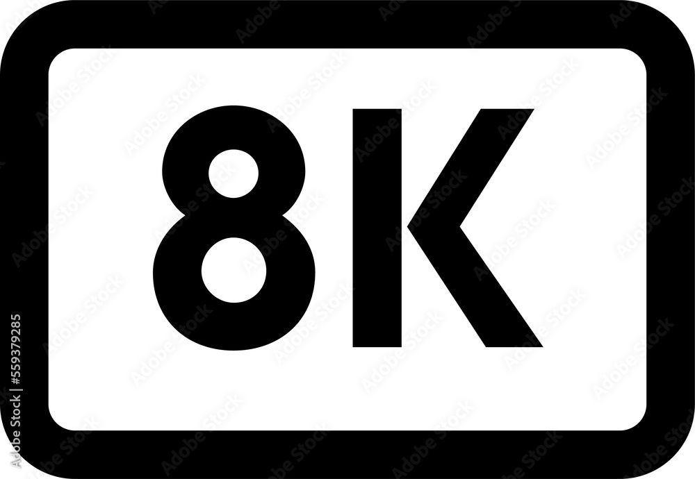 Black video quality or resolution icons in 8k. Video screen technology. Black video quality or resolution icons in 8k. Video screen technology.