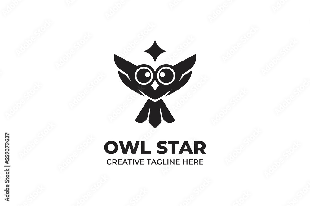 Owl Star Black Logo Template