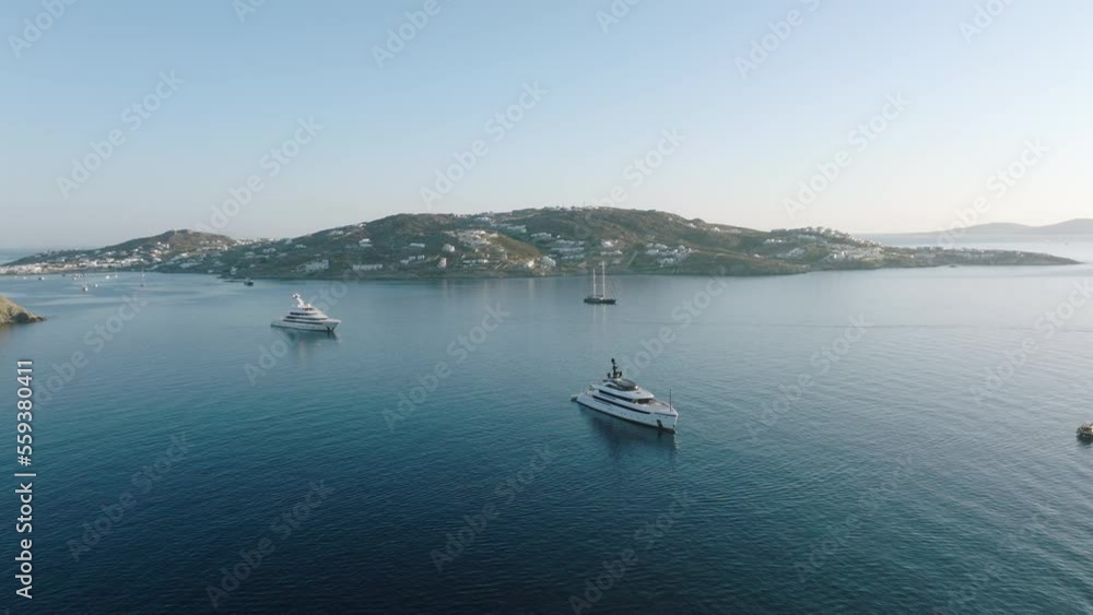 Aerial view of the Aegean Sea with yachts, Greece Aerial view of the Aegean Sea with yachts, Greece