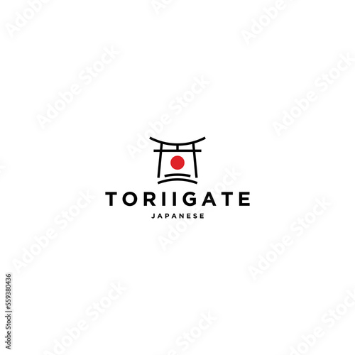 Torii gate japanese logo design template