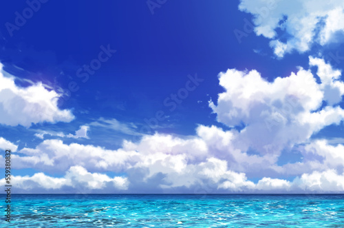 青空と海　背景イラスト © IrisuSeta