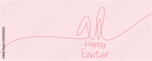 Happy easter simple decoration illustration. Easter bunny and lettering simple graphic for easter banner, background and graphic design. Vector illustration.