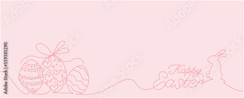 Happy easter simple decoration illustration. Easter bunny and lettering simple graphic for easter banner, background and graphic design. Vector illustration.