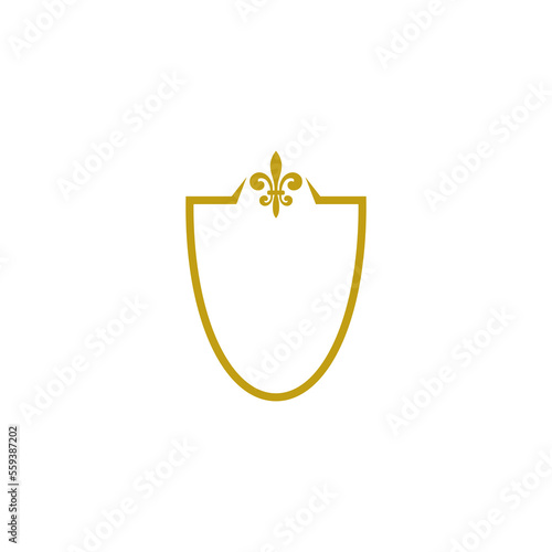 Coat of arms with fleur de lis heraldic symbol isolated on white background